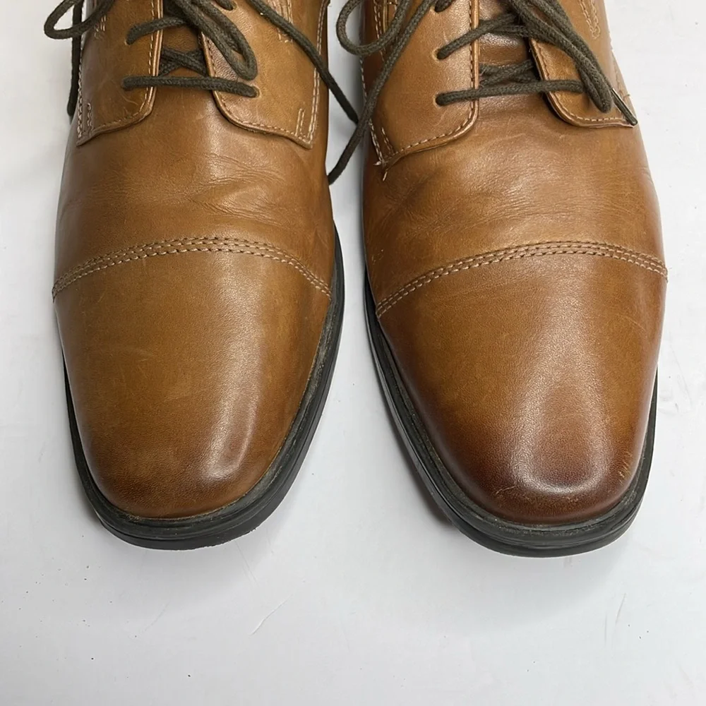 CLARK’S Collection Men’s TILDEN TIP Oxford Leather Shoes Dark Tan Lace Up 10M